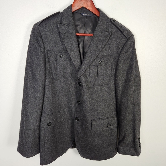 Banana Republic Tailored Fit Wool Military Jacket Italian Fabrics Size 38S #0163